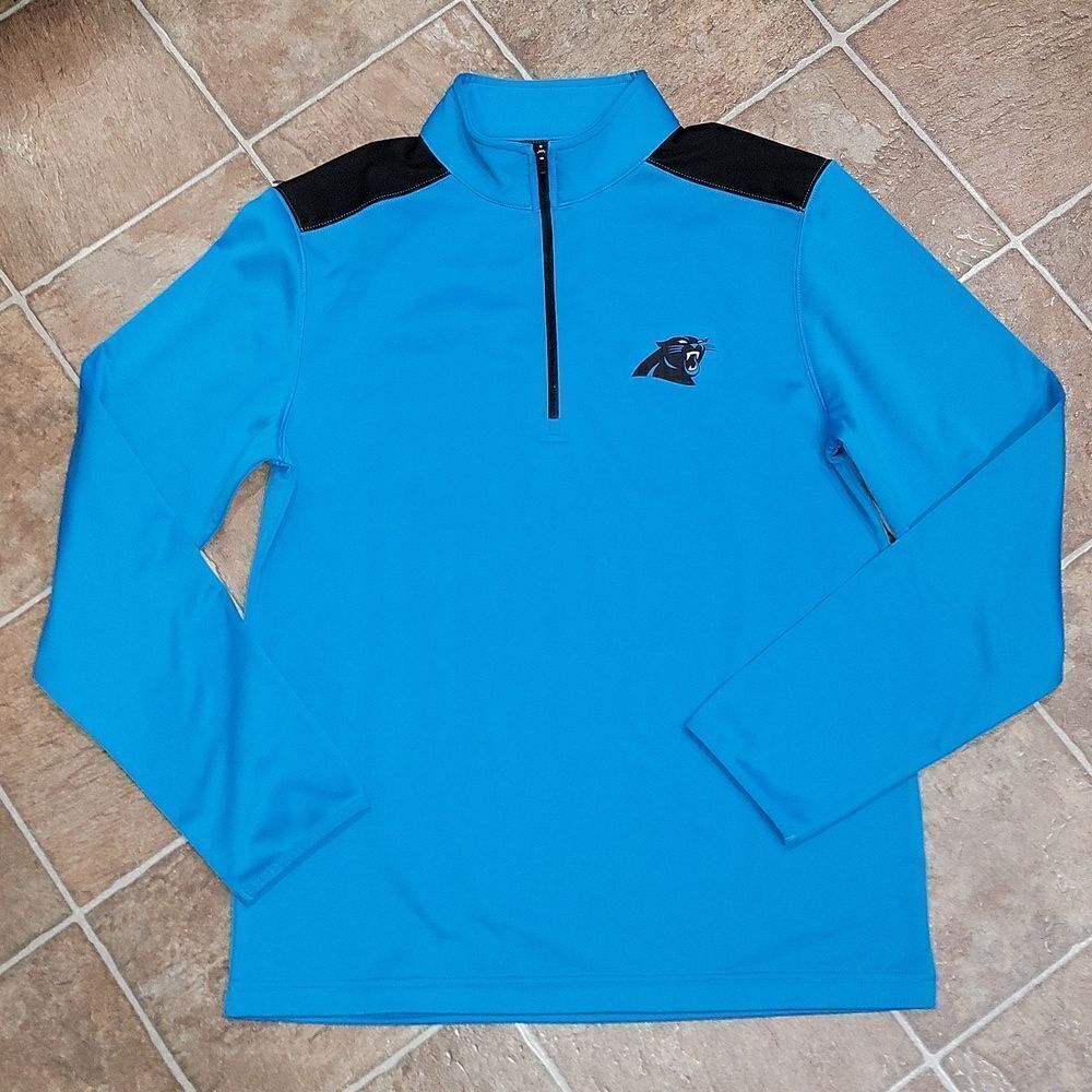 NFL Team Apparel Carolina Panthers 1/4 Zip Pullover Pull-on Mens Shirt Size M